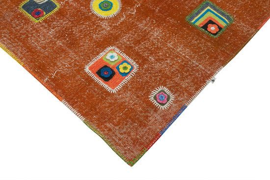 6x10 Orange Modern Patchwork Rug - 30955