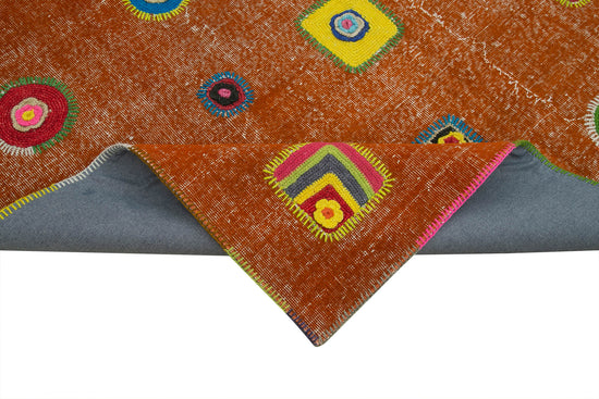 6x10 Orange Modern Patchwork Rug - 30955