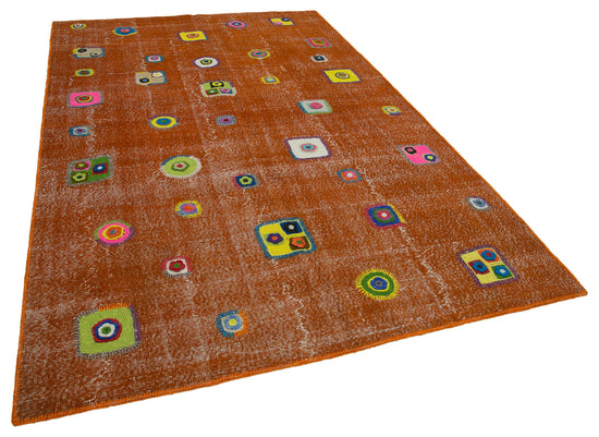 6x10 Orange Modern Patchwork Rug - 30957