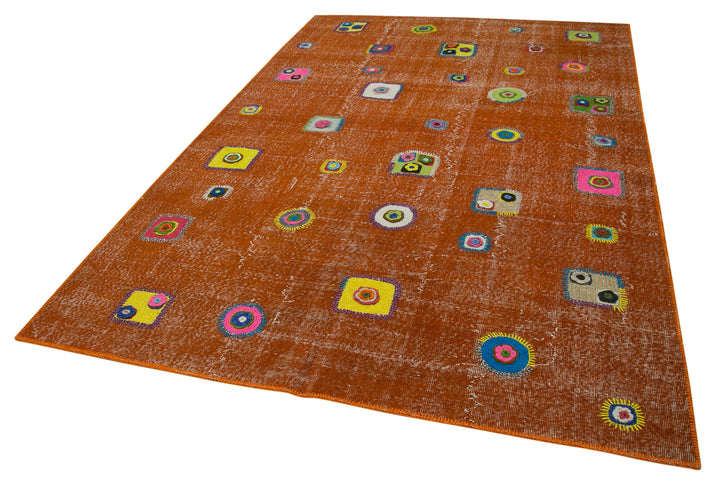 6x10 Orange Modern Patchwork Rug - 30957