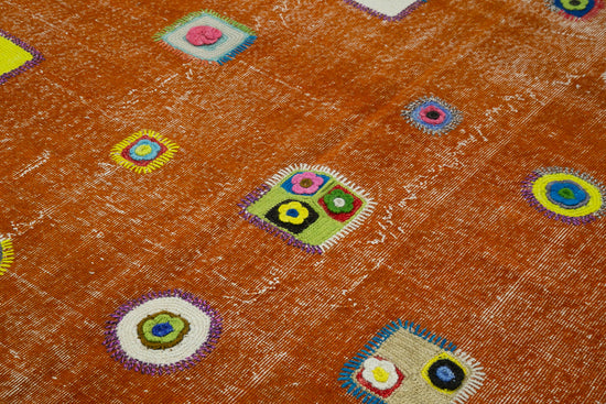 6x10 Orange Modern Patchwork Rug - 30957