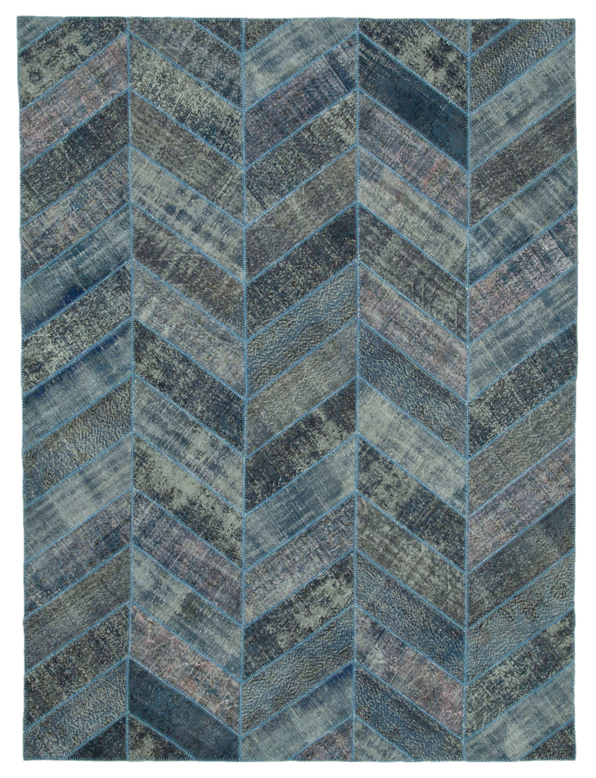 9x12 Blue Modern Patchwork Rug - 30970