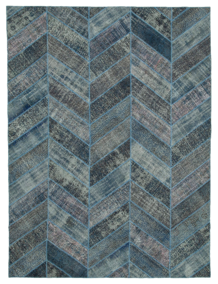 9x12 Blue Modern Patchwork Rug - 30970