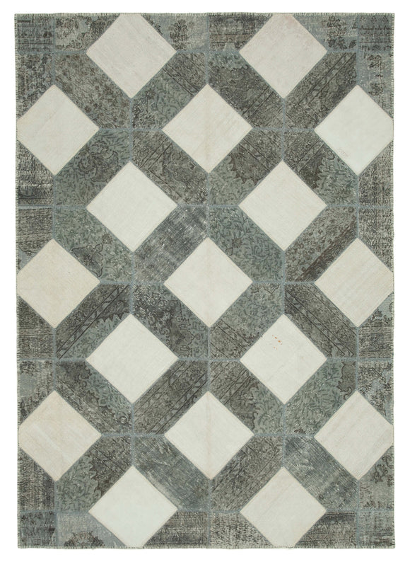 8x12 Grey Modern Patchwork Rug - 30973