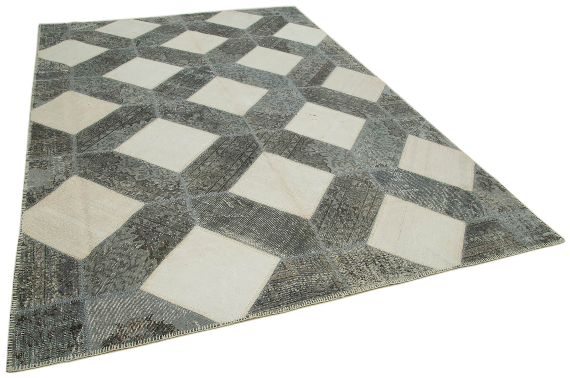 8x12 Grey Modern Patchwork Rug - 30973