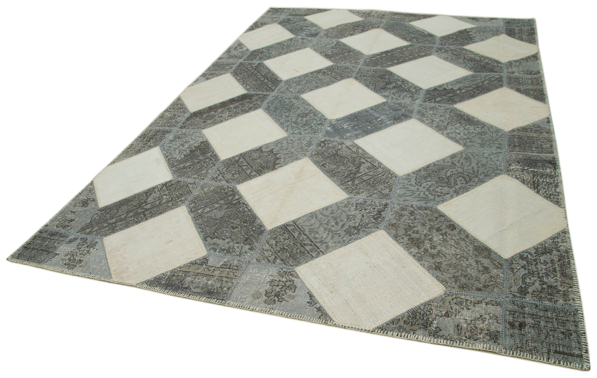 8x12 Grey Modern Patchwork Rug - 30973
