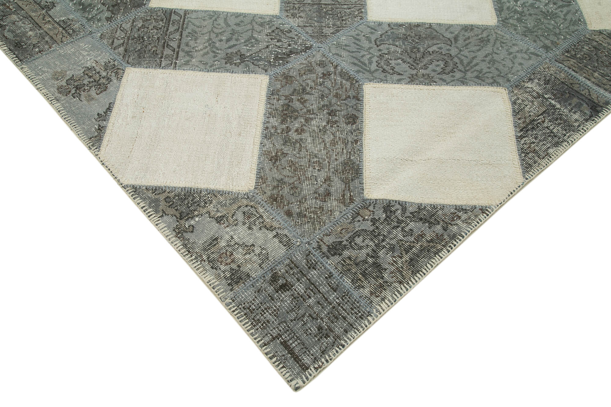 8x12 Grey Modern Patchwork Rug - 30973