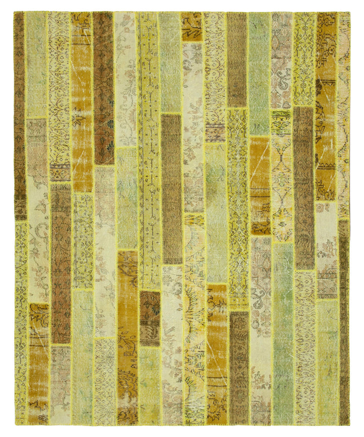8x10 Yellow Modern Patchwork Rug - 30977