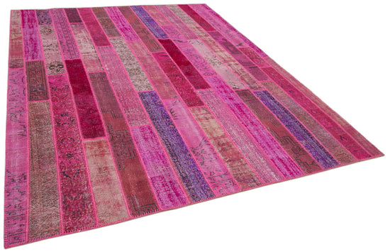 8x10 Pink Modern Patchwork Rug - 30978