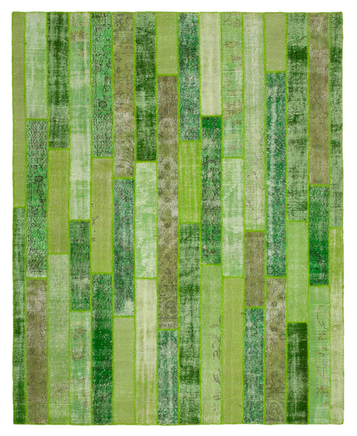 8x10 Green Modern Patchwork Rug - 30981