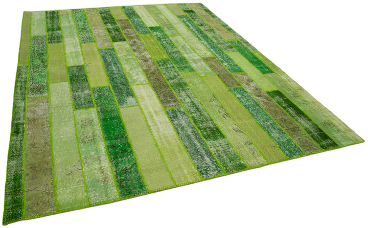 8x10 Green Modern Patchwork Rug - 30981