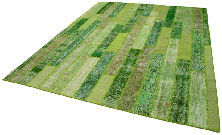 8x10 Green Modern Patchwork Rug - 30981