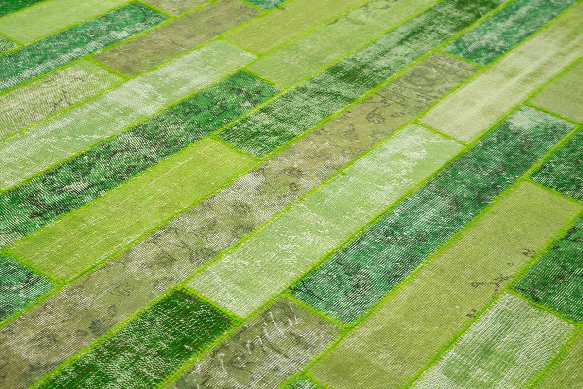 8x10 Green Modern Patchwork Rug - 30981