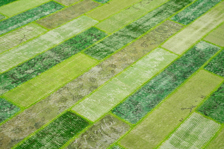 8x10 Green Modern Patchwork Rug - 30981