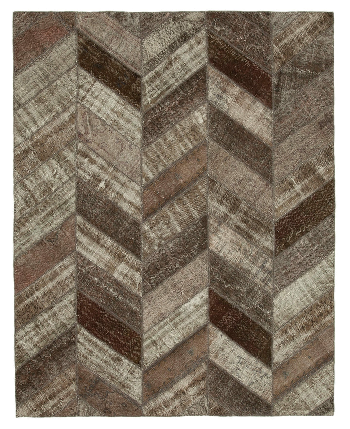 8x10 Brown Modern Patchwork Rug - 30984