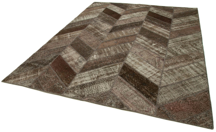 8x10 Brown Modern Patchwork Rug - 30984