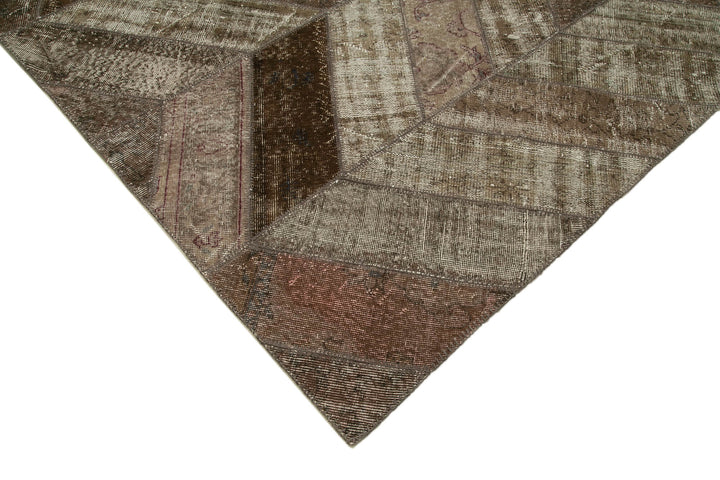 8x10 Brown Modern Patchwork Rug - 30984