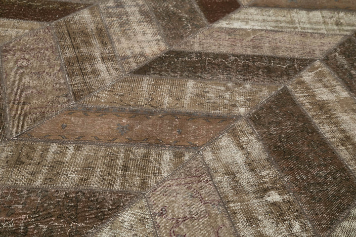 8x10 Brown Modern Patchwork Rug - 30984