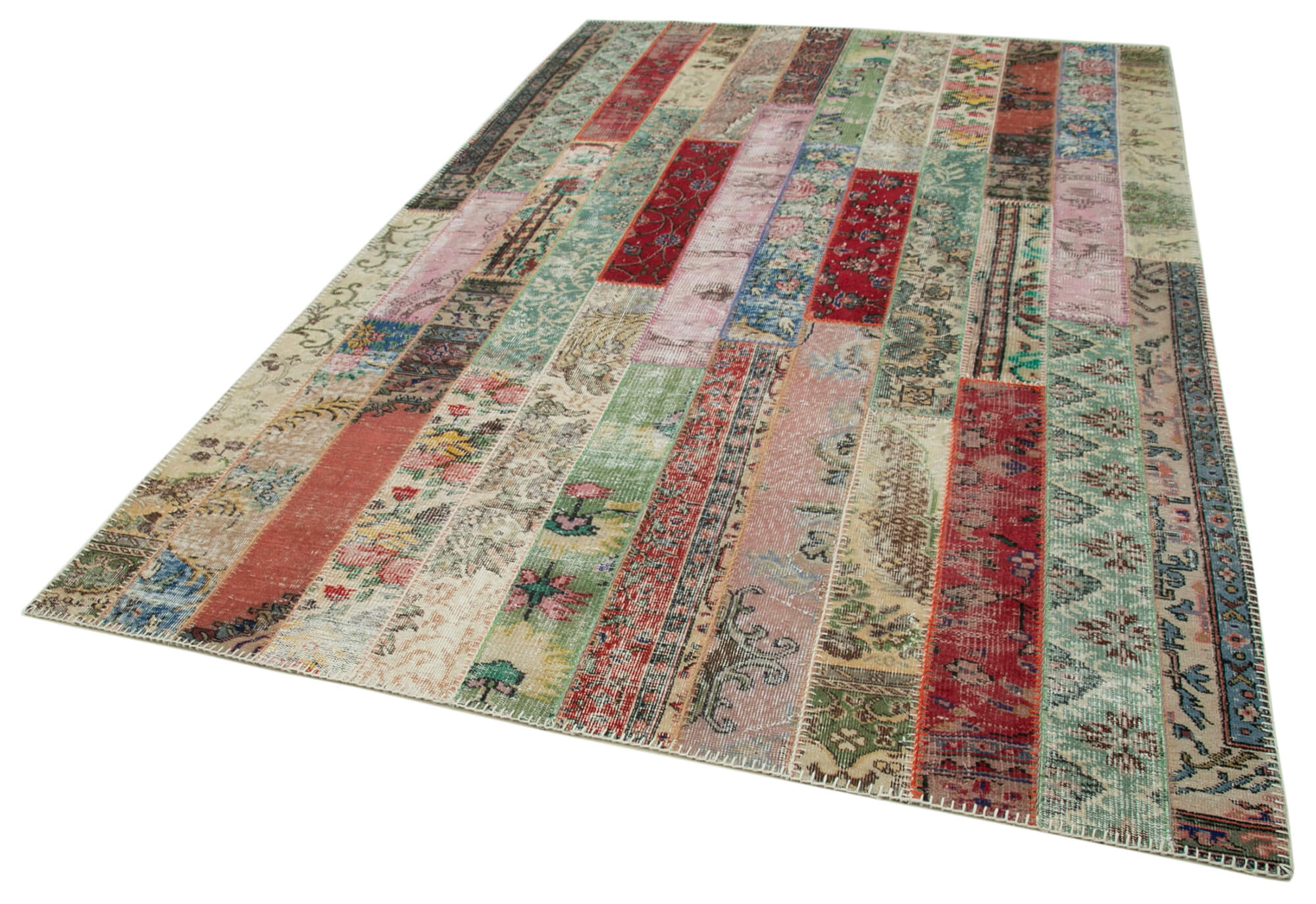 7x10 Red Modern Patchwork Rug - 30988