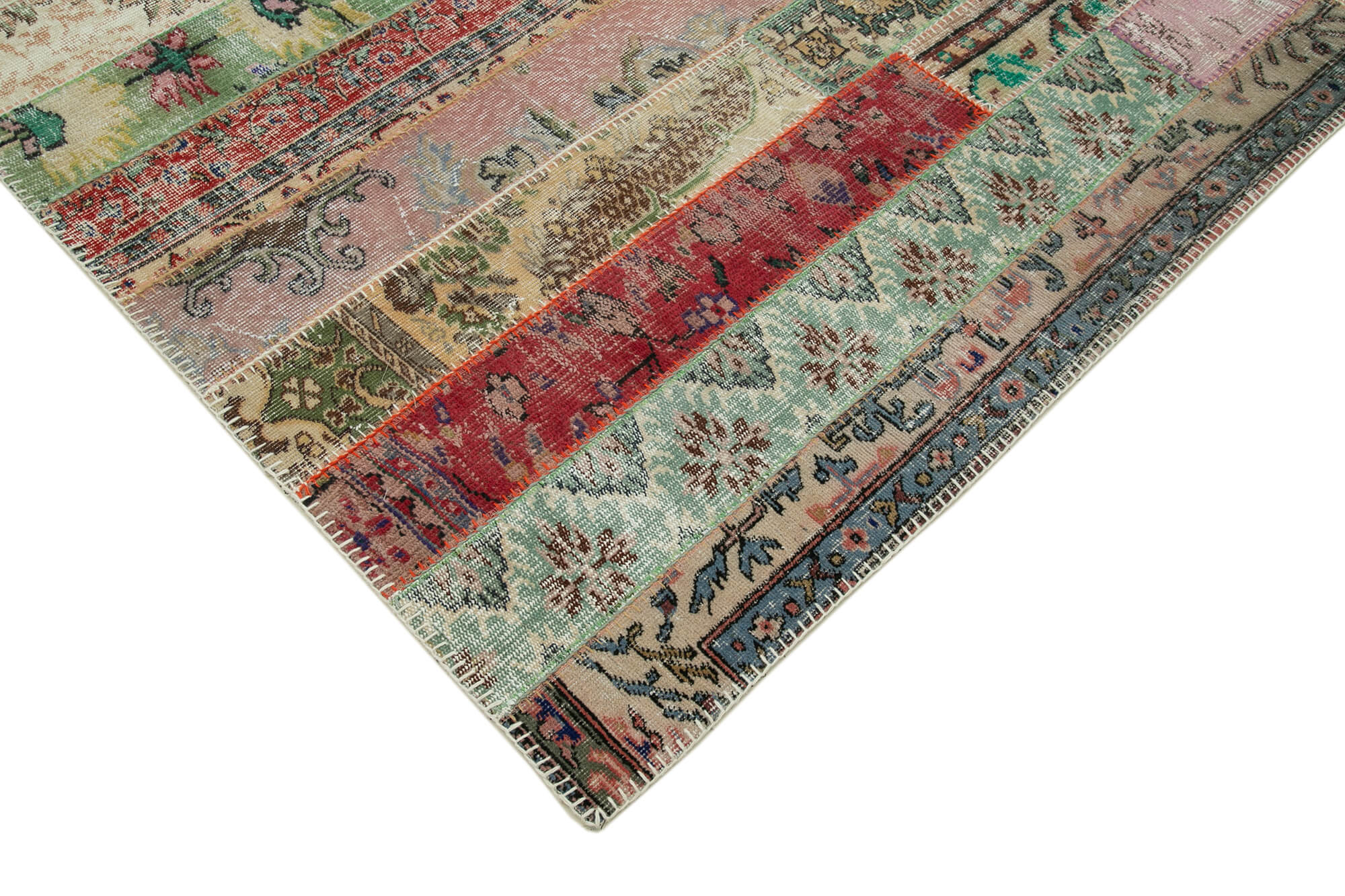 7x10 Red Modern Patchwork Rug - 30988