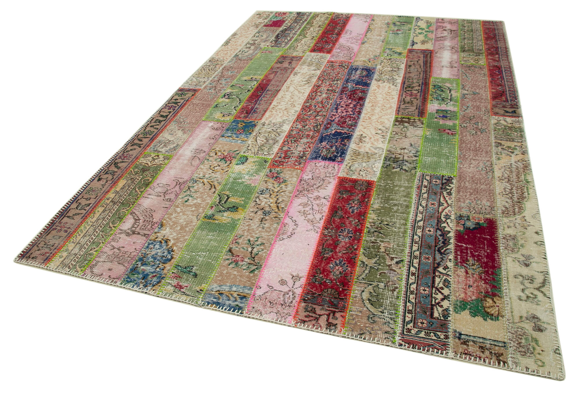 7x10 Red Modern Patchwork Rug - 30991