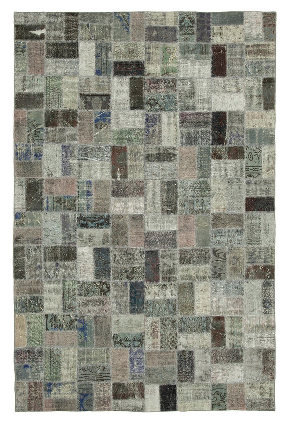 7x10 Grey Modern Patchwork Rug - 30994