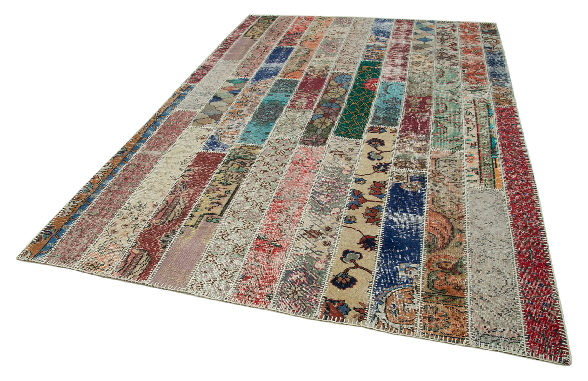 7x10 Red Modern Patchwork Rug - 31003
