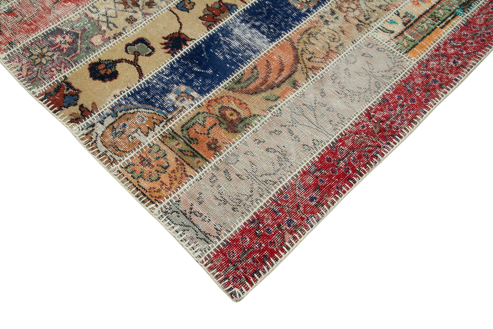 7x10 Red Modern Patchwork Rug - 31003