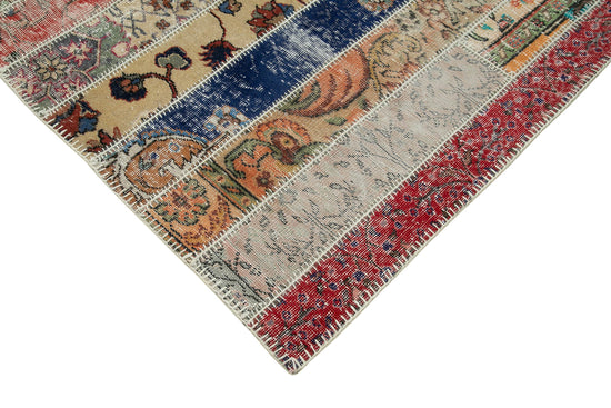 7x10 Red Modern Patchwork Rug - 31003