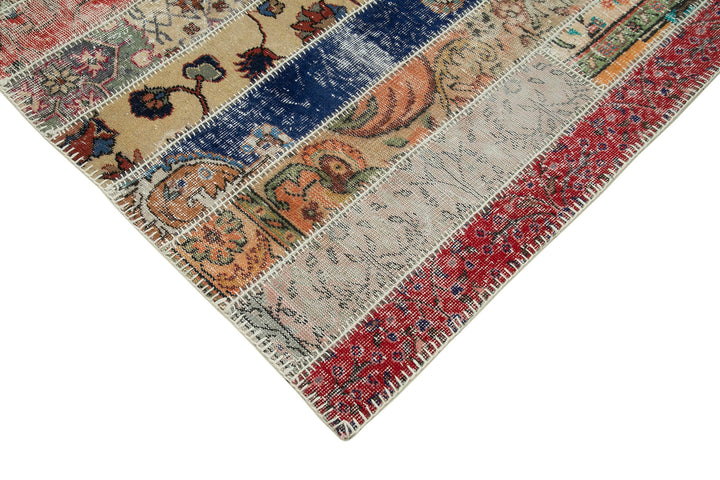7x10 Red Modern Patchwork Rug - 31003