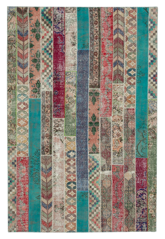 7x10 Multicolor Modern Patchwork Rug - 31008