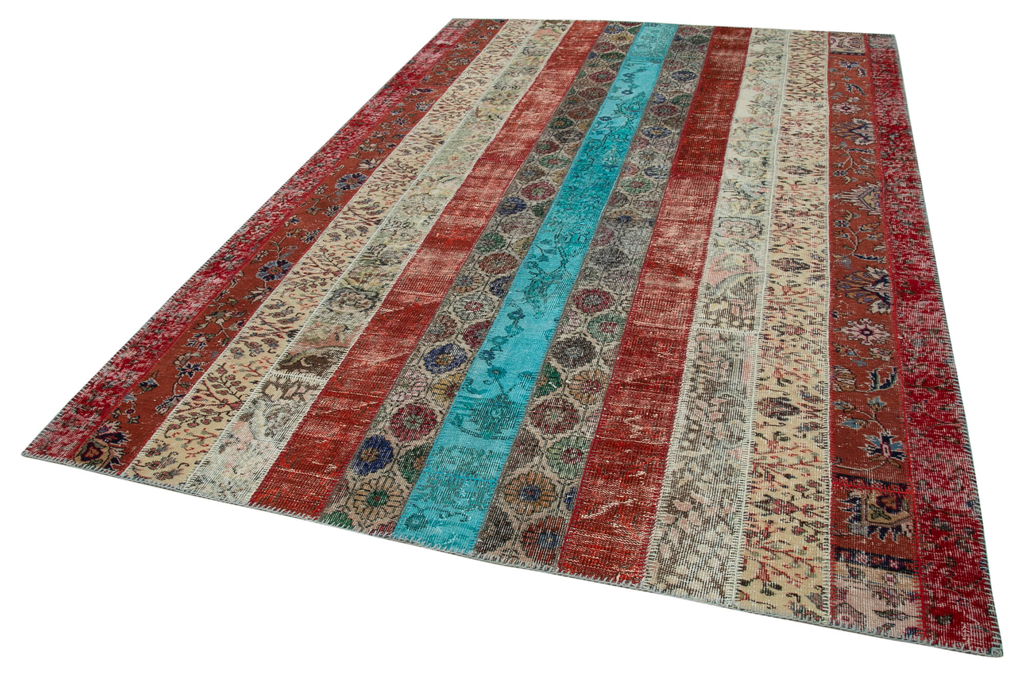 7x10 Red Modern Patchwork Rug - 31012