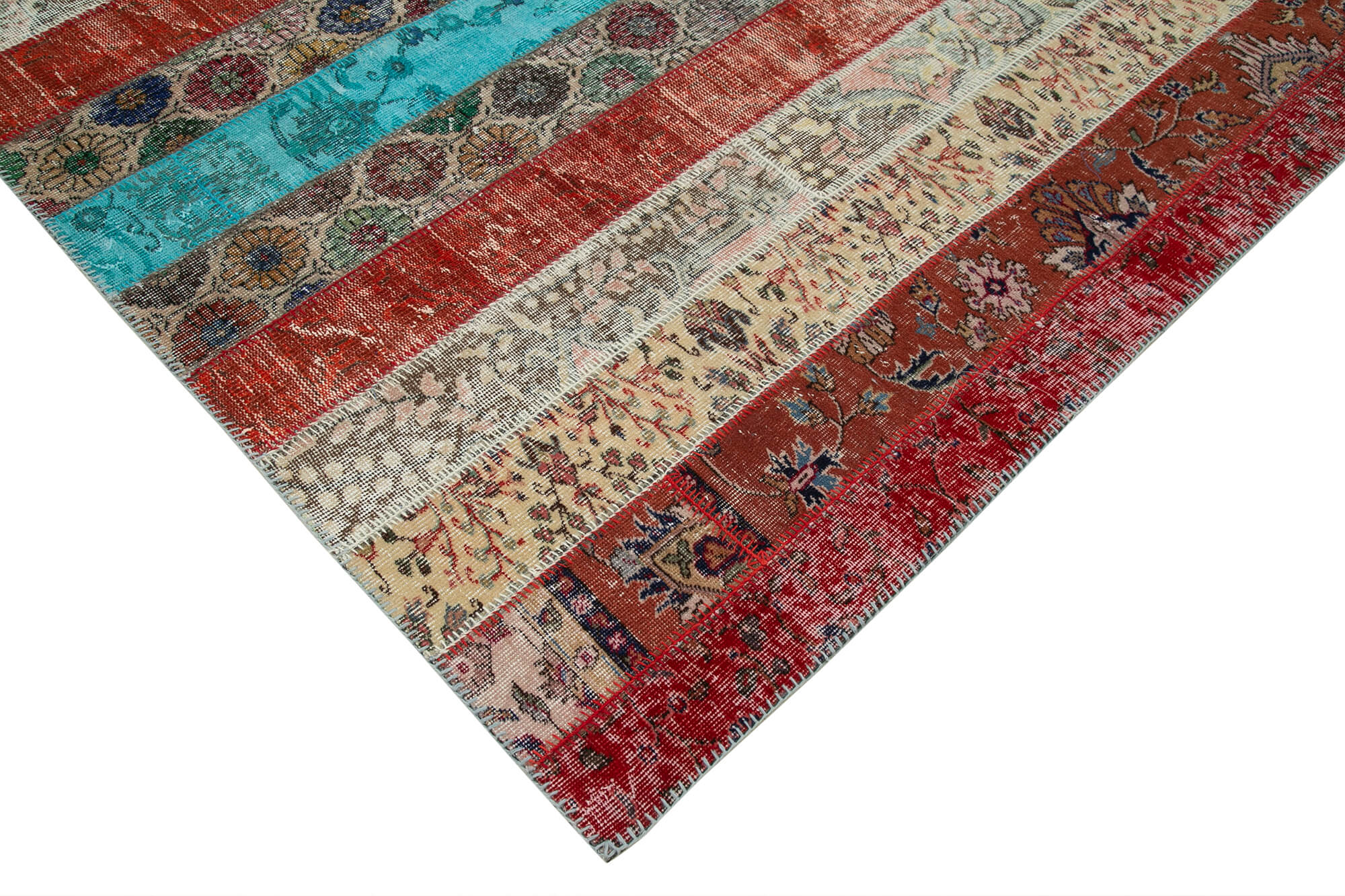 7x10 Red Modern Patchwork Rug - 31012
