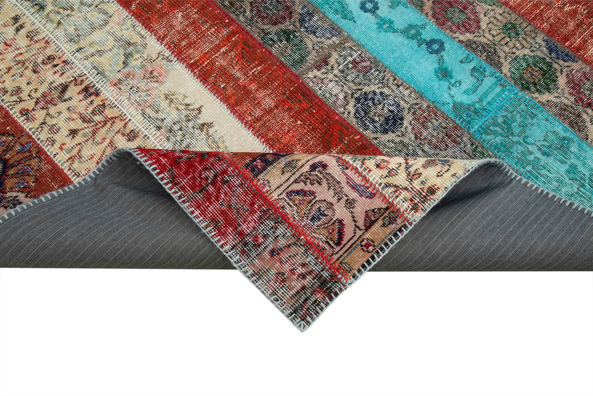 7x10 Red Modern Patchwork Rug - 31012