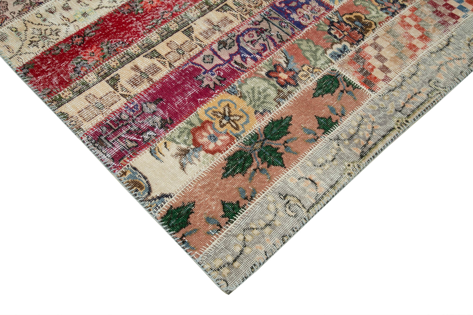 7x10 Red Modern Patchwork Rug - 31015