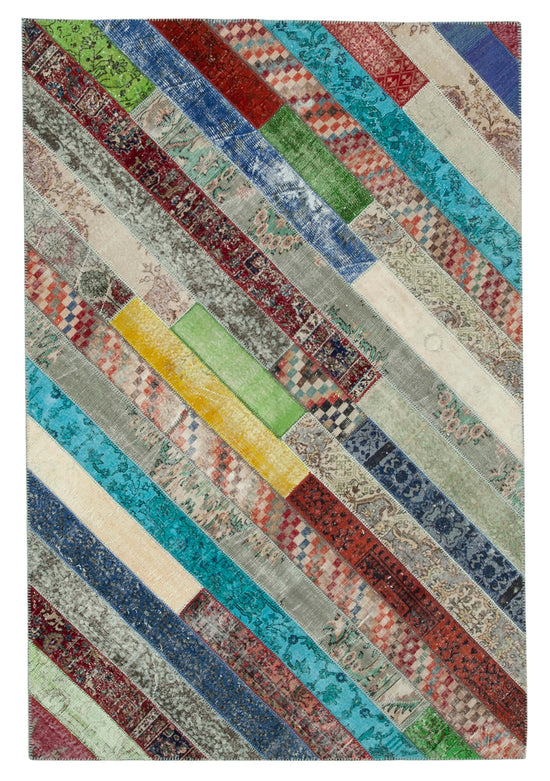 7x10 Multicolor Modern Patchwork Rug - 31016