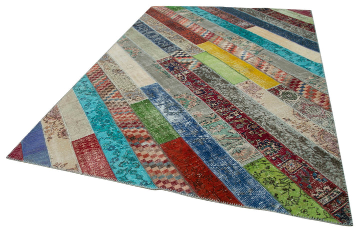 7x10 Multicolor Modern Patchwork Rug - 31016
