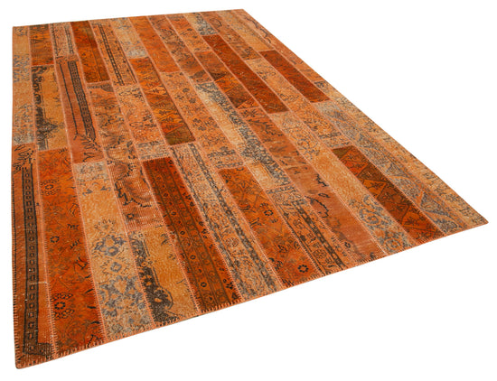 7x10 Orange Modern Patchwork Rug - 31018