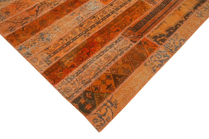 7x10 Orange Modern Patchwork Rug - 31018
