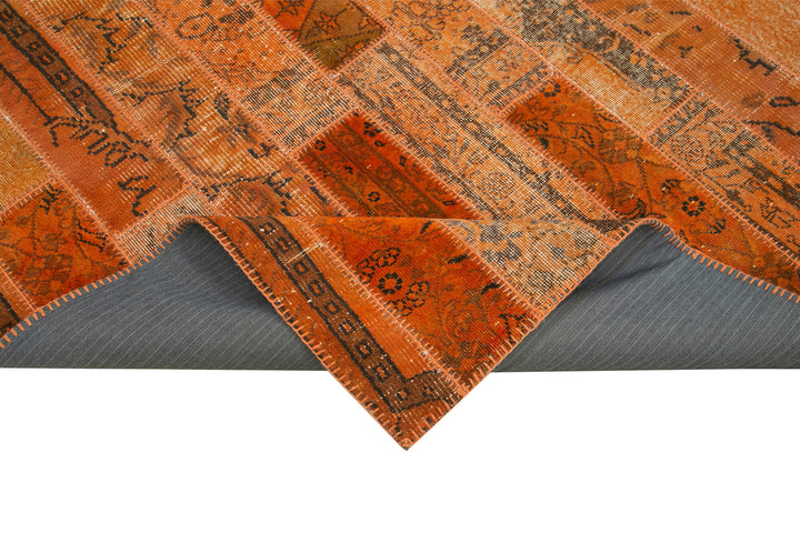 7x10 Orange Modern Patchwork Rug - 31018
