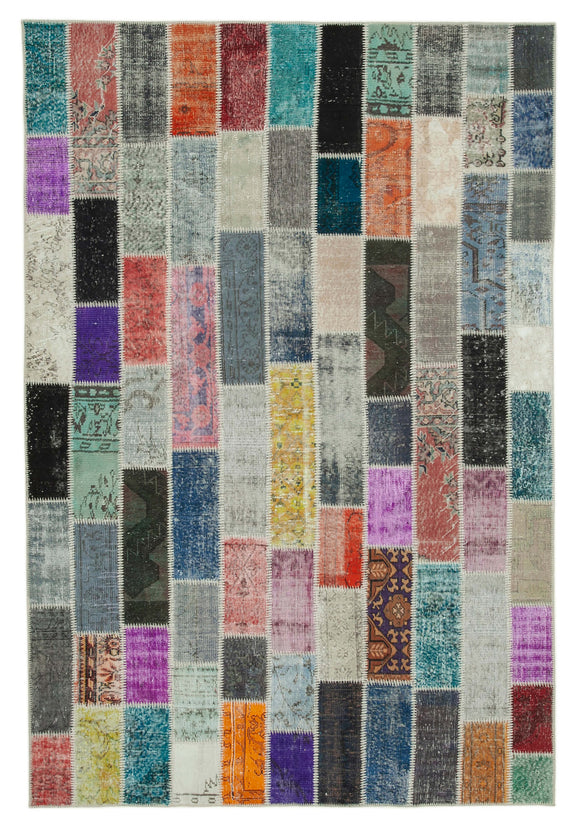 7x10 Multicolor Modern Patchwork Rug - 31022