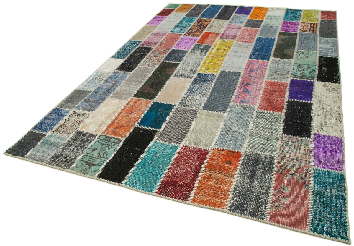 7x10 Multicolor Modern Patchwork Rug - 31022