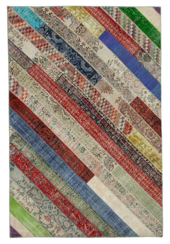 7x10 Multicolor Modern Patchwork Rug - 31026