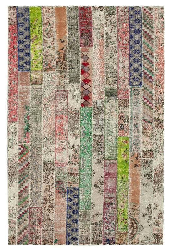 7x10 Red Modern Patchwork Rug - 31028