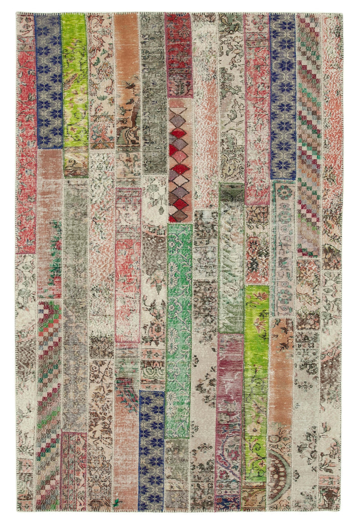 7x10 Red Modern Patchwork Rug - 31028