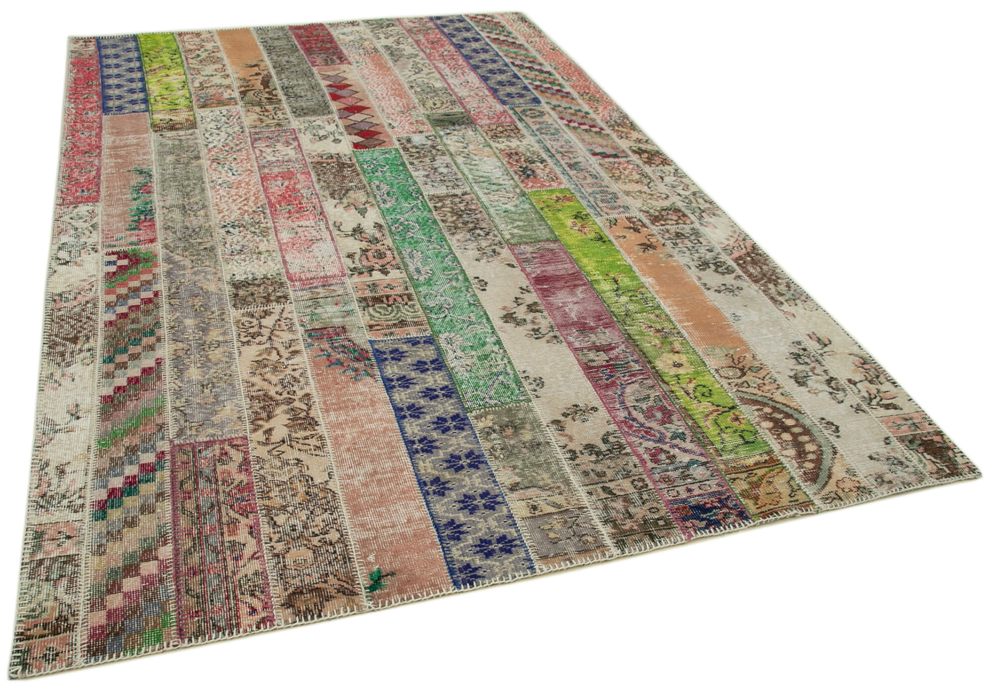 7x10 Red Modern Patchwork Rug - 31028