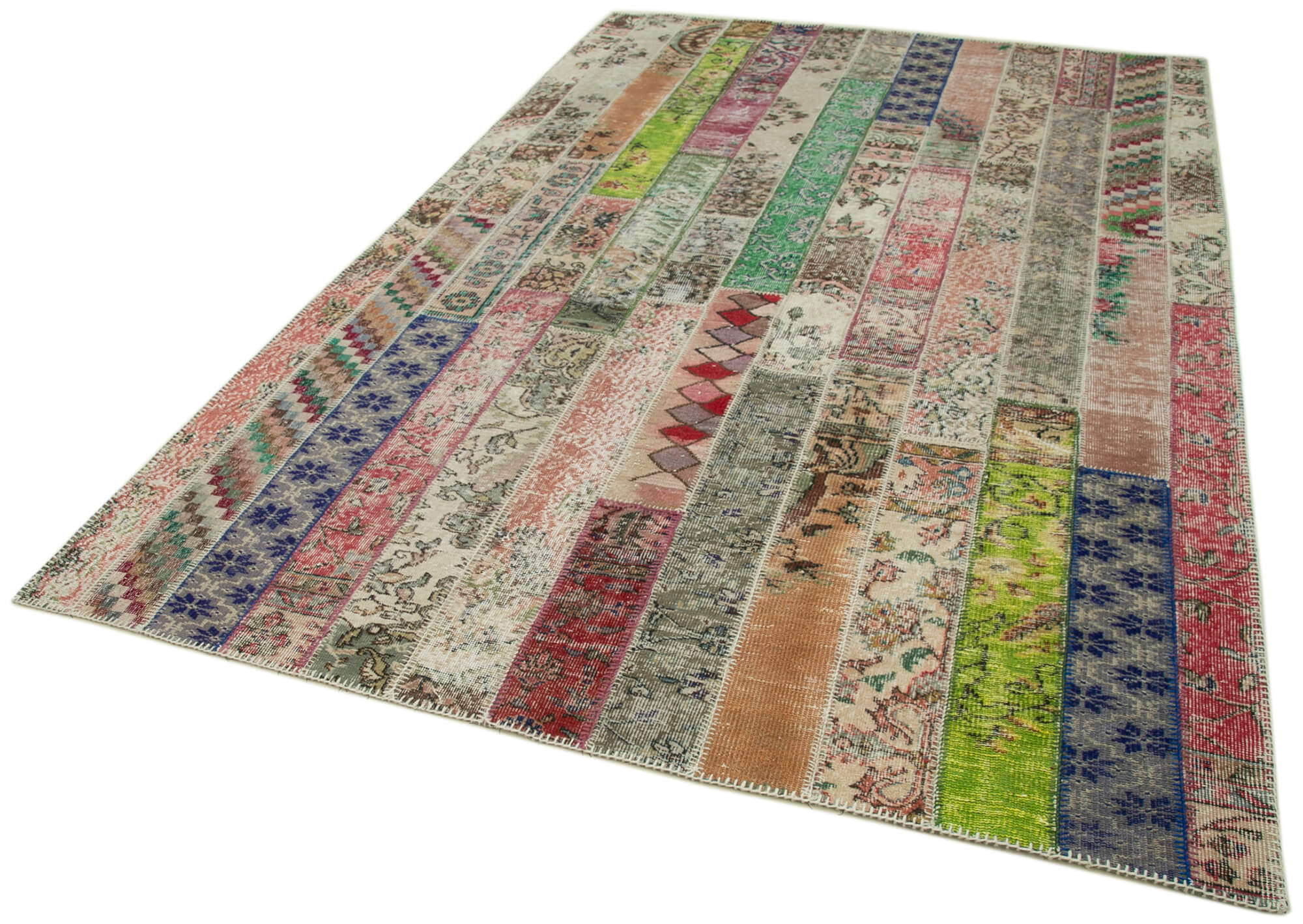 7x10 Red Modern Patchwork Rug - 31028