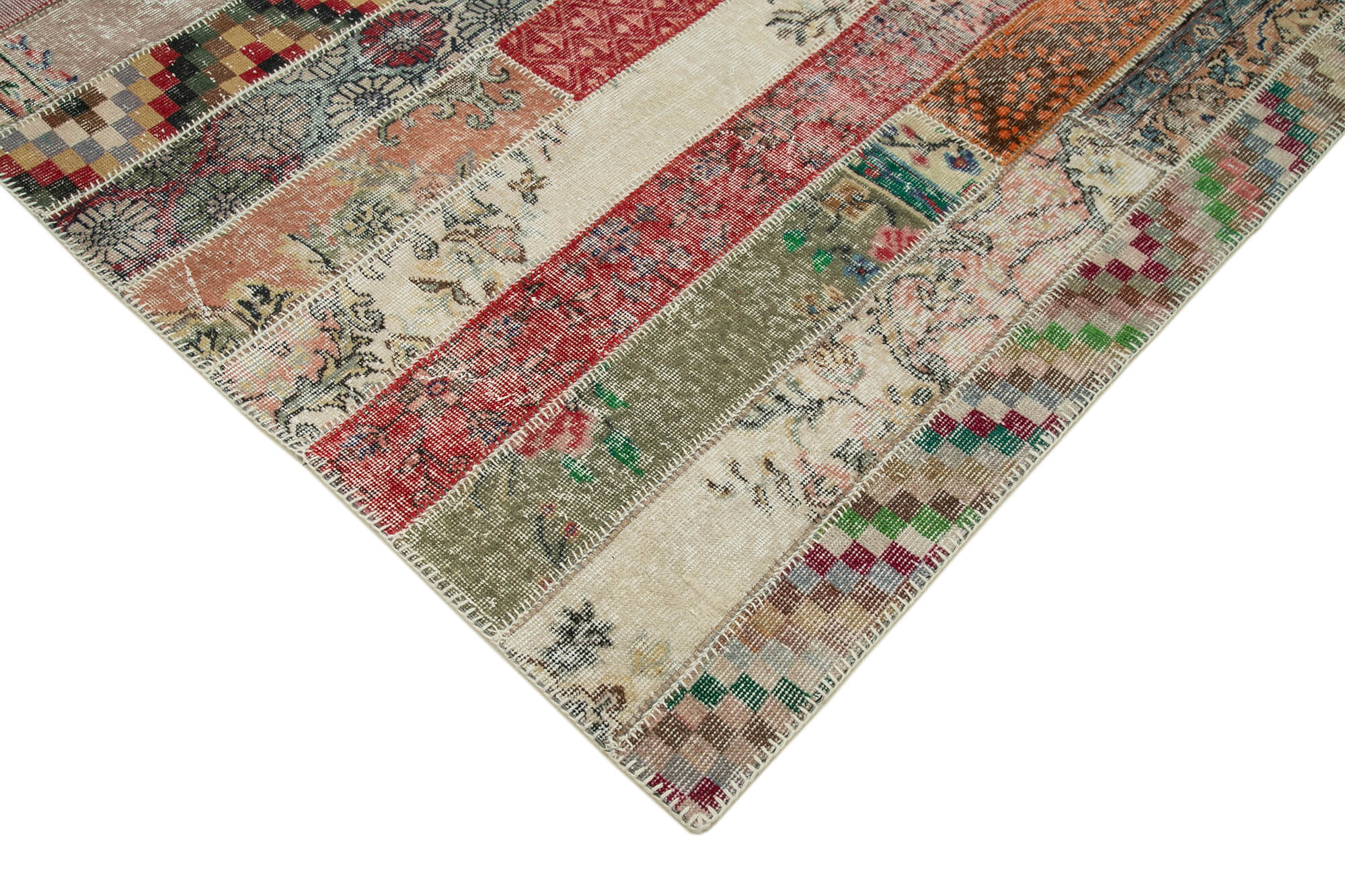 7x10 Red Modern Patchwork Rug - 31029