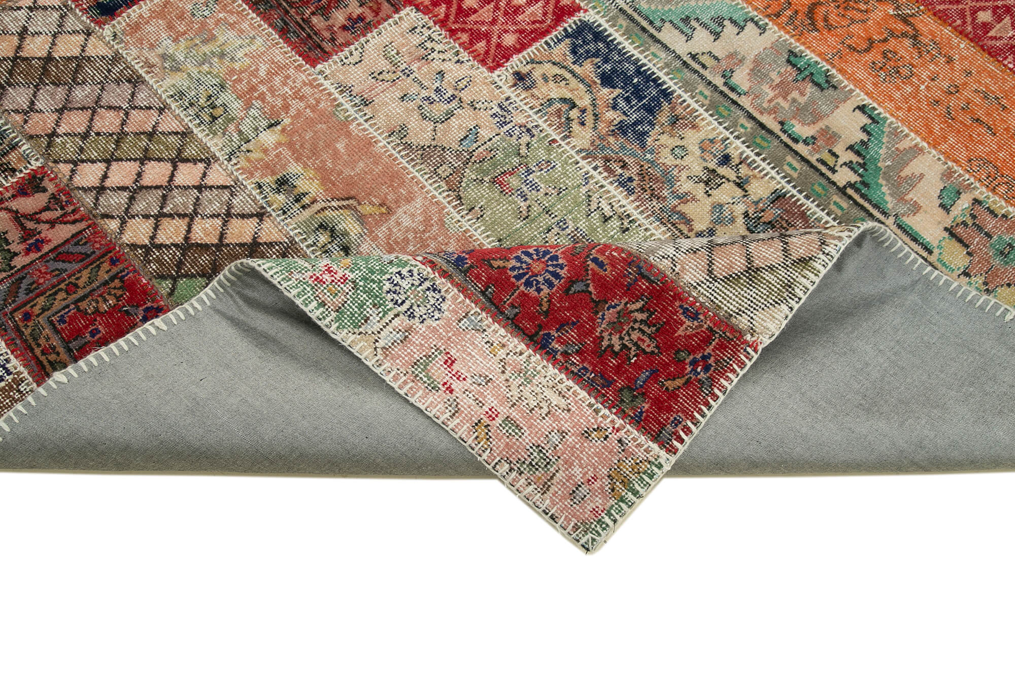 7x10 Red Modern Patchwork Rug - 31029