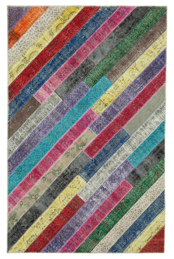 6x10 Multicolor Modern Patchwork Rug - 31031